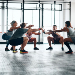 Shot of a fitness group working out at the gym